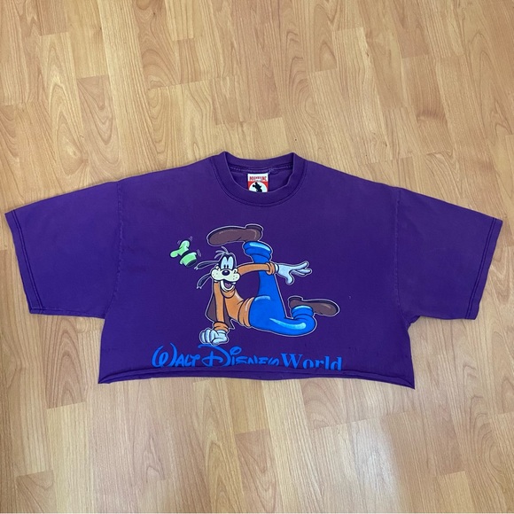 Vintage Disney Men’s Goofy Walt Disney World Logo Distressed Crop Top Size XL - Picture 1 of 10